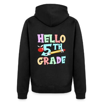 Hallo 5. Klasse Fünftklässler 5 Klasse Fünfte - Unisex Premium Bio Zip Hoodie - Schwarz - Hinten - Nico (187cm)