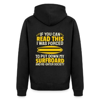 Surfer Surfen - Unisex Premium Bio Zip Hoodie - Schwarz - Hinten - Nico (187cm)
