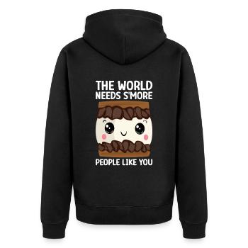 Marshmallow S'more - Unisex Premium Organic Zip Hoodie - black - Back - Nico (187cm)