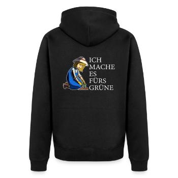 Hobbygärtner Garten Grün - Unisex Premium Bio Zip Hoodie - Schwarz - Hinten - Nico (187cm)