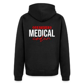 Medical Encoder Medical Programmer - Unisex Premium Organic Zip Hoodie - black - Back - Nico (187cm)