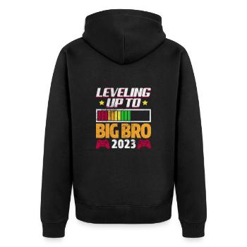 Schwangerschaft Grosser Bruder - Unisex Premium Bio Zip Hoodie - Schwarz - Hinten - Nico (187cm)