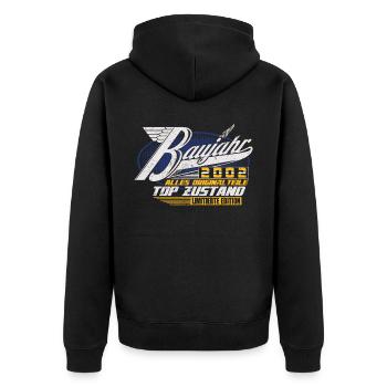 Baujahr 2002 Geburtstag Geschenk Geburtsjahr 2002 - Unisex Premium Bio Zip Hoodie - Schwarz - Hinten - Nico (187cm)