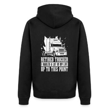Lkw Fahrer Trucker Lastwagenfahrer Im Ruhestand - Unisex Premium Bio Zip Hoodie - Schwarz - Hinten - Nico (187cm)