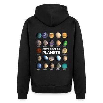 Drôles de planètes extrasolaires pour les amateurs d’astronomie - Veste à capuche bio Premium Unisexe - noir - Dos - Nico (187cm)