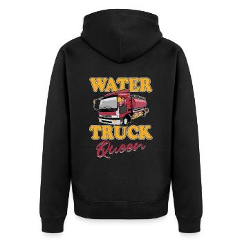 Lkw Fahrer Trucker Lastwagenfahrer Königin - Unisex Premium Bio Zip Hoodie - Schwarz - Hinten - Nico (187cm)