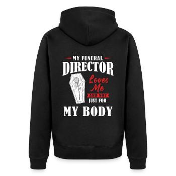 Salons funéraires, Salons funéraires - Veste à capuche bio Premium Unisexe - noir - Dos - Nico (187cm)