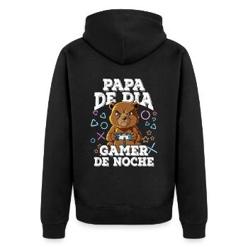 Day Dad Gamer Night Vatertag - Unisex Premium Bio Zip Hoodie - Schwarz - Hinten - Nico (187cm)