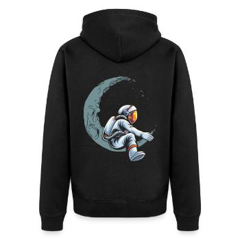 Funny Astronaut On Moon For Astronomy Student - Unisex Premium Organic Zip Hoodie - black - Back - Nico (187cm)
