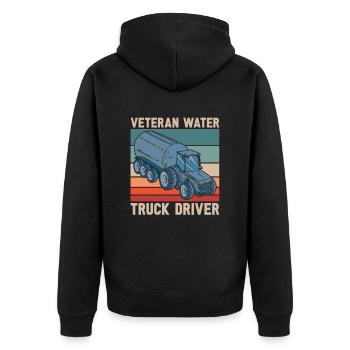 Lkw Fahrer Trucker Lastwagenfahrer Veteran - Unisex Premium Bio Zip Hoodie - Schwarz - Hinten - Nico (187cm)