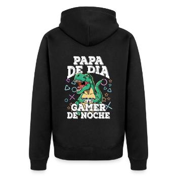 Day Dad Gamer Night Vatertag - Unisex Premium Bio Zip Hoodie - Schwarz - Hinten - Nico (187cm)