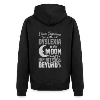 J’aime quelqu’un avec la dyslexie Neurodiversité Awaren - Veste à capuche bio Premium Unisexe - noir - Dos - Nico (187cm)