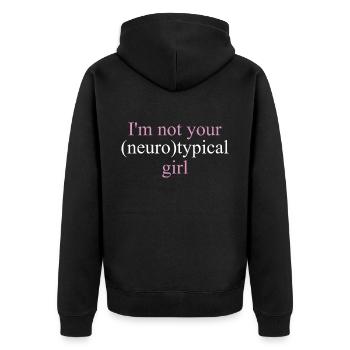 Je ne suis pas ta fille neurotypique pour la neurodiversité - Veste à capuche bio Premium Unisexe - noir - Dos - Nico (187cm)