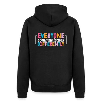 Everyone Communicates Differently For Neurodiversi - Unisex Premium Bio Zip Hoodie - Schwarz - Hinten - Nico (187cm)