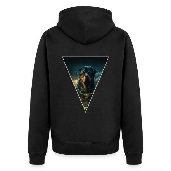 Rottweiler,Chiens Mama,Tête de chien,Dictons de chien,Chiens - Veste à capuche bio Premium Unisexe - noir - Dos - Nico (187cm)