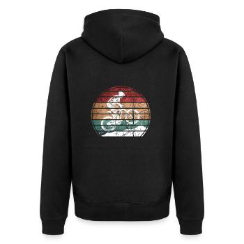 Mountain Bike Vintage MTB Downhill Biking - Unisex Premium Organic Zip Hoodie - black - Back - Nico (187cm)