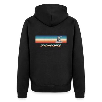 Snowboard Retro Vintage Snowboarder - Unisex Premium Bio Zip Hoodie - Schwarz - Hinten - Nico (187cm)