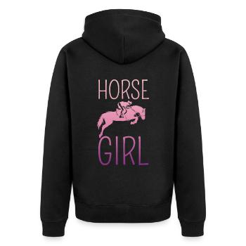 Mädchen Reitet Pferd Pferdemädchen - Unisex Premium Bio Zip Hoodie - Schwarz - Hinten - Nico (187cm)