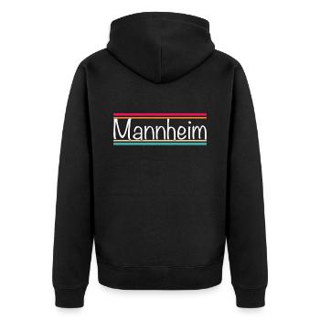 Mannheim - Unisex Premium Organic Zip Hoodie - black - Back - Nico (187cm)