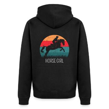 Horse Girl Pferde Reiten - Unisex Premium Bio Zip Hoodie - Schwarz - Hinten - Nico (187cm)
