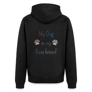 My Dog is my Best Friend Funnier - Unisex Premium Organic Zip Hoodie - black - Back - Nico (187cm)