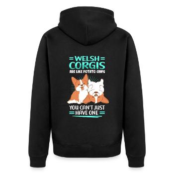Welsh Corgi Dog Propriétaire Corgis Cadeau - Veste à capuche bio Premium Unisexe - noir - Dos - Nico (187cm)