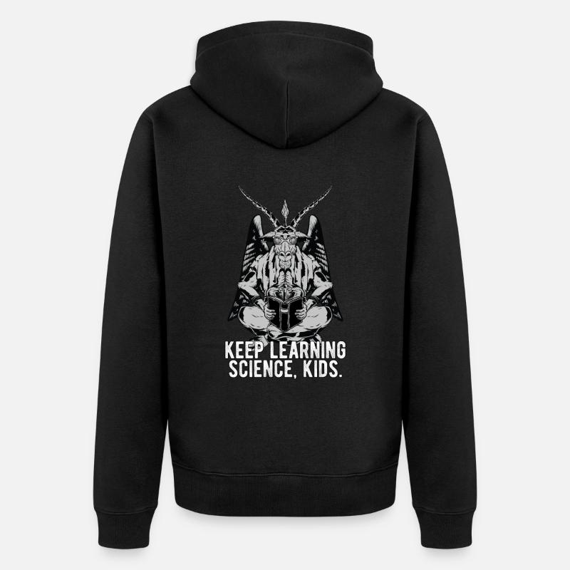 Baphomet Keep learning science Meme - Unisex Premium Bio Zip Hoodie - Schwarz