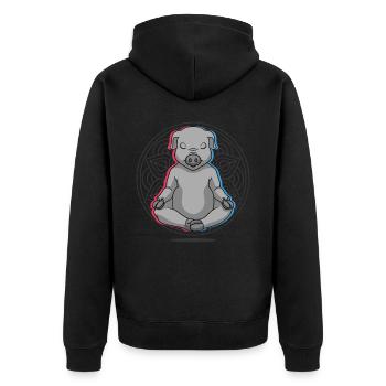 Yoga Cochon Cochon Yoga - Veste à capuche bio Premium Unisexe - noir - Dos - Nico (187cm)