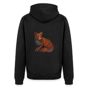 Roter Mandella fuchs grünen Augen - Unisex Premium Bio Zip Hoodie - Schwarz - Hinten - Nico (187cm)