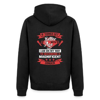 Chanteur chanteur anniversaire musicien - Veste à capuche bio Premium Unisexe - noir - Dos - Nico (187cm)