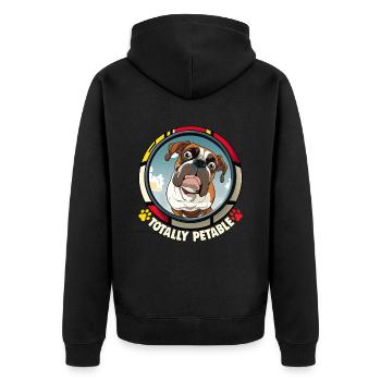 Dog Cartoon Boxer Design for Dog Lovers - Unisex Premium Organic Zip Hoodie - black - Back - Nico (187cm)