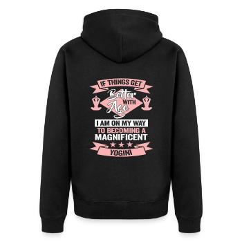 Yoga Chakra Meditation - lustiges Zen und Yoga - Unisex Premium Bio Zip Hoodie - Schwarz - Hinten - Nico (187cm)