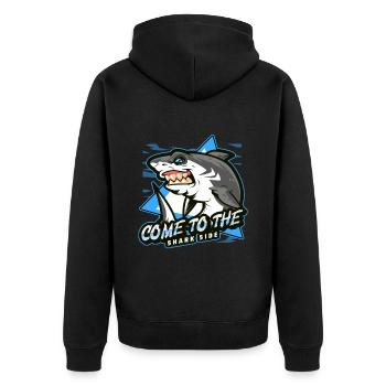 come to the shark side - Unisex Premium Organic Zip Hoodie - black - Back - Nico (187cm)
