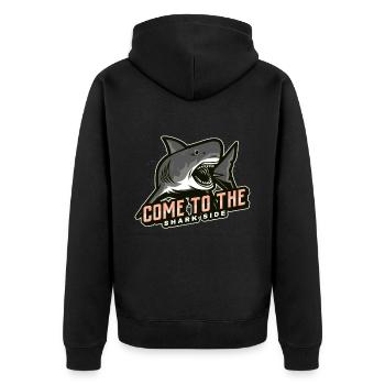 come to the shark side - Unisex Premium Organic Zip Hoodie - black - Back - Nico (187cm)