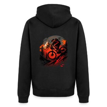 Cool mountain bike downhill design for MTB fans - Unisex Premium Organic Zip Hoodie - black - Back - Nico (187cm)