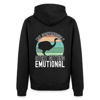 Emu Strauss - Unisex Premium Organic Zip Hoodie - black - Back - Nico (187cm)