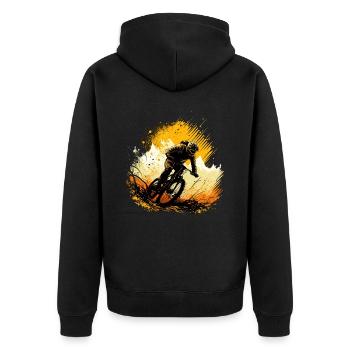 Cool mountain bike downhill design for MTB fans - Unisex Premium Organic Zip Hoodie - black - Back - Nico (187cm)