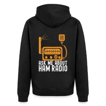 Ham Radio Ham Funker - Unisex Premium Bio Zip Hoodie - Schwarz - Hinten - Nico (187cm)