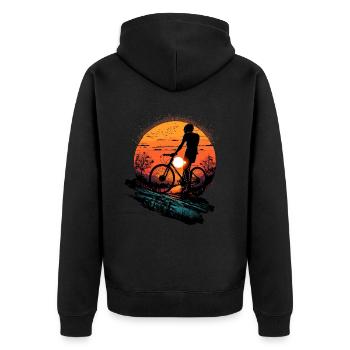 Cool mountain bike downhill design for MTB fans - Unisex Premium Organic Zip Hoodie - black - Back - Nico (187cm)