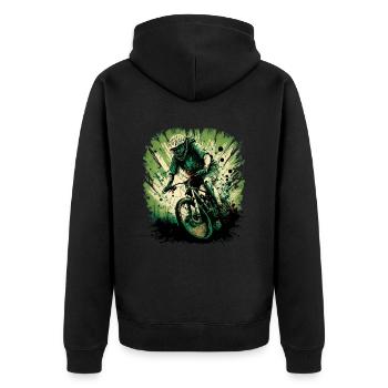 Cool mountain bike downhill design for MTB fans - Unisex Premium Organic Zip Hoodie - black - Back - Nico (187cm)