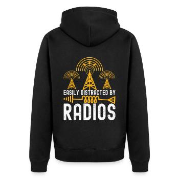 Ham Radio Ham Radio Operator - Unisex Premium Organic Zip Hoodie - black - Back - Nico (187cm)
