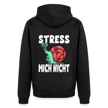 Stress Mich Nicht Schnecke Tempo - Unisex Premium Bio Zip Hoodie - Schwarz - Hinten - Nico (187cm)