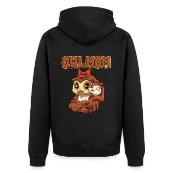 Eulen Mama Muttertag Mom Mutter für eine Mama - Unisex Premium Bio Zip Hoodie - Schwarz - Hinten - Nico (187cm)