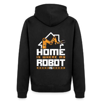 Robot Robotics Engineer Vintage - Unisex Premium Bio Zip Hoodie - Schwarz - Hinten - Nico (187cm)