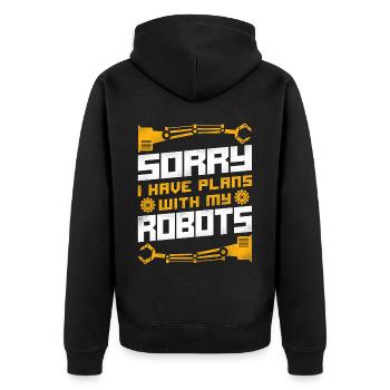 Robot Robotics Engineer Vintage - Unisex Premium Bio Zip Hoodie - Schwarz - Hinten - Nico (187cm)