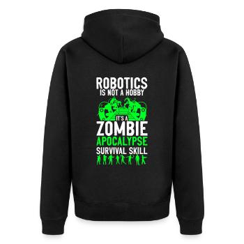 Robot Robotics Engineer Vintage - Unisex Premium Bio Zip Hoodie - Schwarz - Hinten - Nico (187cm)