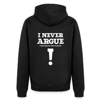 I'm not arguing, I'm just explaining why - Unisex Premium Organic Zip Hoodie - black - Back - Nico (187cm)