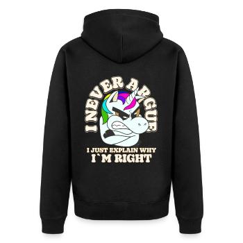 I'm not arguing, I'm just explaining why - Unisex Premium Organic Zip Hoodie - black - Back - Nico (187cm)