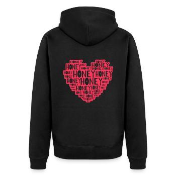 Honey Herz - Unisex Premium Bio Zip Hoodie - Schwarz - Hinten - Nico (187cm)