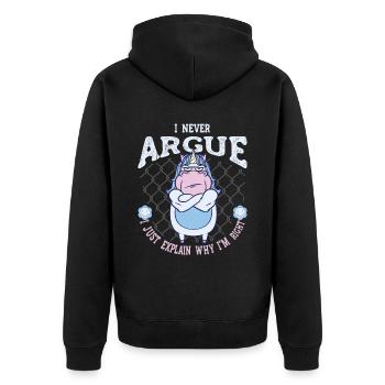 I'm not arguing, I'm just explaining why - Unisex Premium Organic Zip Hoodie - black - Back - Nico (187cm)